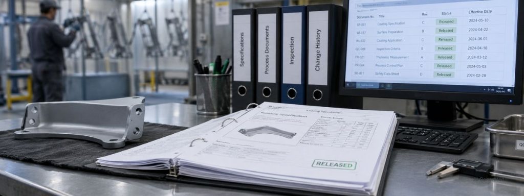 Dokumentenlenkung mit technischen Unterlagen für Qualitätsmanagement in der Beschichtung