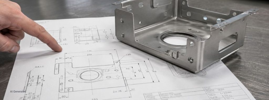 Bauteil auf technischer Zeichnung als Grundlage für Standards im Beschichtungsprozess